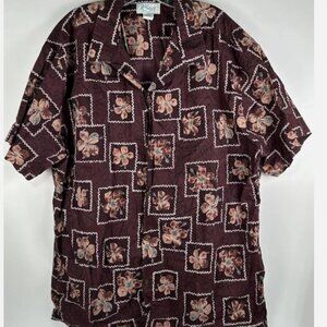 Vintage Kole Kole Hawaiian Floral Aloha Shirt Mens 3XL Maroon Brown Cotton